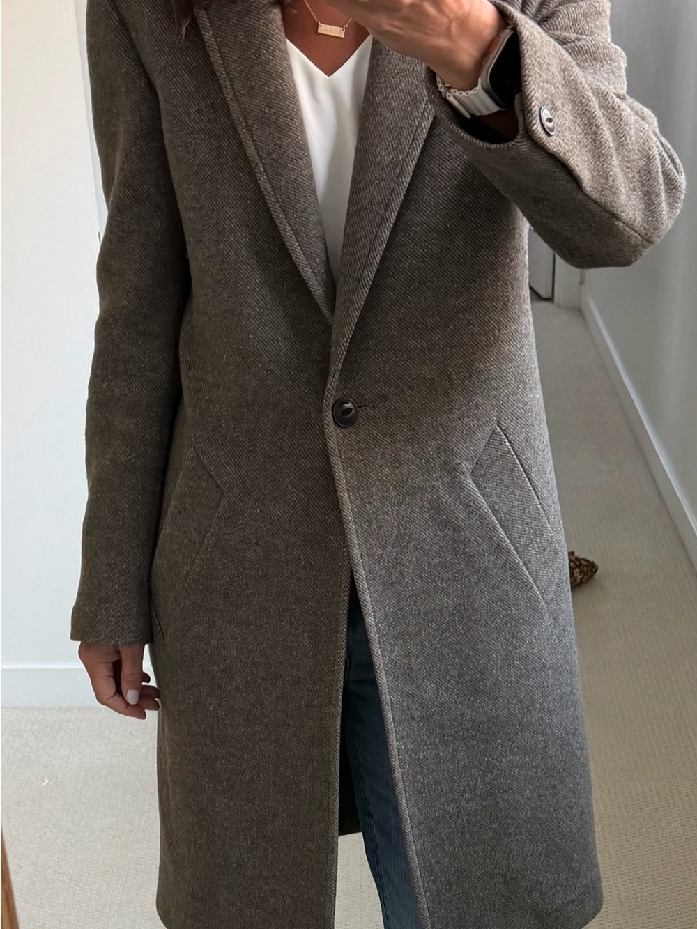 rag & bone Women's Single-Button Trench Coat in Brown Tweed